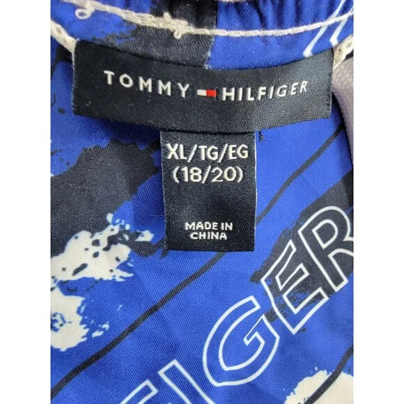 Tommy Hilfiger Wave All Over Print Swim Trunks Big Boys XL 18/20 Surf the Web